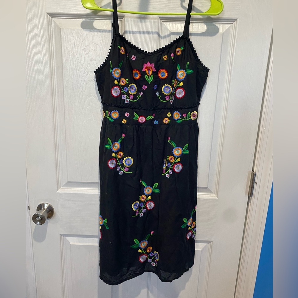 EARTHBOUND Embroidered Black Dress